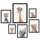 Kit 6 Quadros Filhotes Animais Com Flores - com vidro