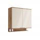 Armário Aéreo de Cozinha Miami 800mm 2 Portas c Porta Temperos Carraro Freijó com Off White