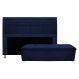Kit Cabeceira e Calçadeira Munique 160 cm Queen Size Suede Azul Marinho - Amarena Móveis