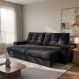 Sofá 3 Lugares Retrátil e Reclinável Biarritz Suede Preto