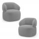 Kit 02 Poltronas Orgânicas Giratória Living Glee Bouclê Cinza - Desk Design