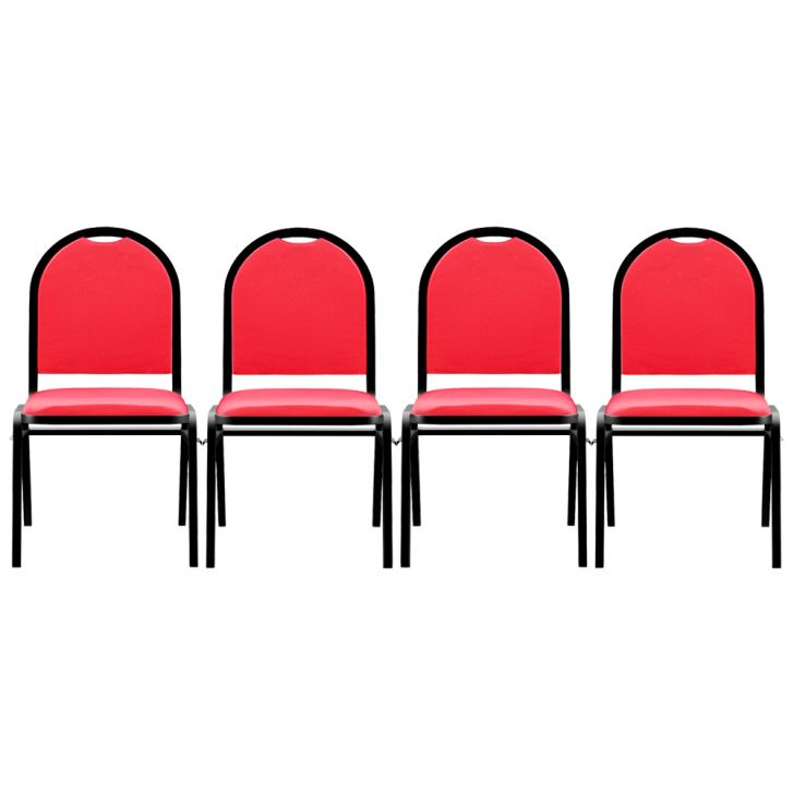 Kit 4 Cadeiras Hoteleiras Auditório Empilhável Sintético M23 Vermelho - Mpozenato