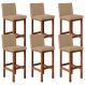 Kit 06 Banquetas Altas Para Cozinha Sala De Jantar Fixa Alya L02 Linho Bege Escuro - Lyam Decor
