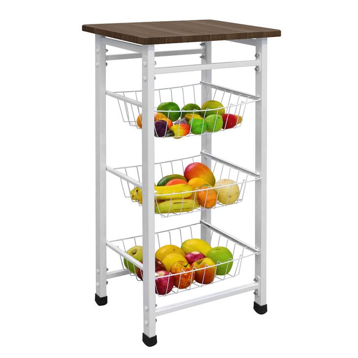 Fruteira Max 3 Cestos Branca e Marrom