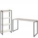Kit Escritório Estante Areta 4 Prateleiras com Mesa Industrial Aspen 135cm C01 Snow - Lyam Decor