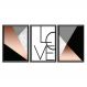 Kit 03 Quadros Decorativos Rose Gold 