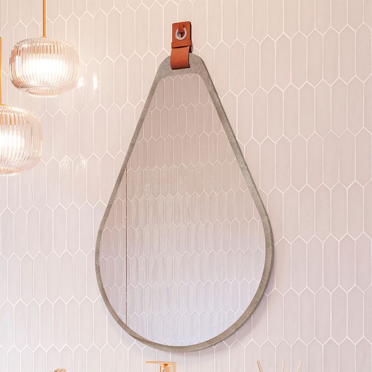 Espelho Decorativo Gota 50x76cm Cimento