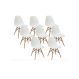 Kit com 8 Cadeiras Charles Eames DSW Branca - Base Madeira