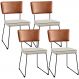 Kit 04 Cadeiras Decorativas Sala Jantar Allana L02 Couríssimo Camel Linho Champagne - Lyam Decor