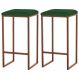 Kit 2 Banqueta Decorativa Billie Base Bronze Suede Verde G41 - Gran Belo