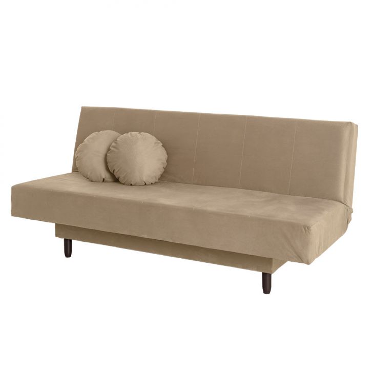Sofá-Cama Casal 3 Lugares Jimmy Suede Bege