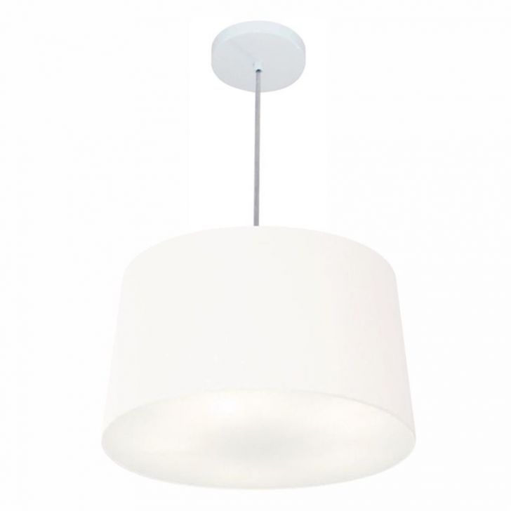 Pendente Cone Md-4156 Cúpula em Tecido 30/45x40cm Branco - Bivolt