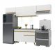 Armário de Cozinha Compacta 260cm com Leds Veneza Up Multimóveis V2022 Branco/Dourado