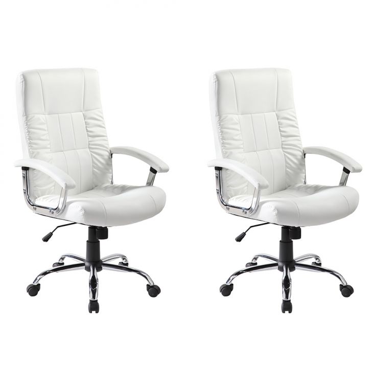 Conjunto com 2 Cadeiras de Escritório Presidente Giratórias Office Plus Branco