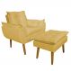 Conjunto Decorativo Poltrona com Puff Opala Suede Amarelo - Montanaris Decor