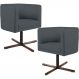 Kit 02 Poltronas Decorativas Giratória Base X Betina D02 Corano Cinza C-03 - Lyam Decor