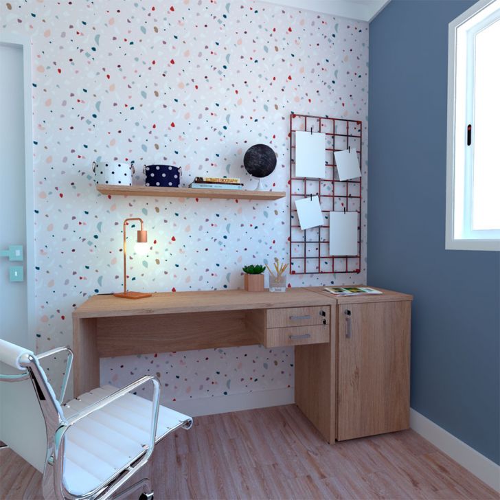 Conjunto De Mesa Com Gaveteiro De Escritório Corp Carvalho Mel