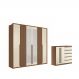 Kit Roupeiro 6 Portas Espelho e Cômoda Sumaré Jatoba Areia