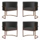 Kit 4 Poltronas Decorativa Luana Base Bronze Veludo Cinza - Montanaris Decor