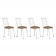 Kit 4 Cadeiras de Cozinha Delaware Estampado Rattan Bege Pés de Ferro Branco - Pallazio