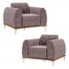 Kit 2 Poltronas Decorativas Sala de Estar Base de Madeira Euro Veludo Rosê G15 - Gran Belo