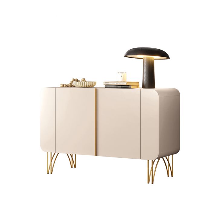 Buffet Benvenuto MDP/MDF Sala de Estar Decorativo com Pés em Aço Off White G26 - Hb Móveis