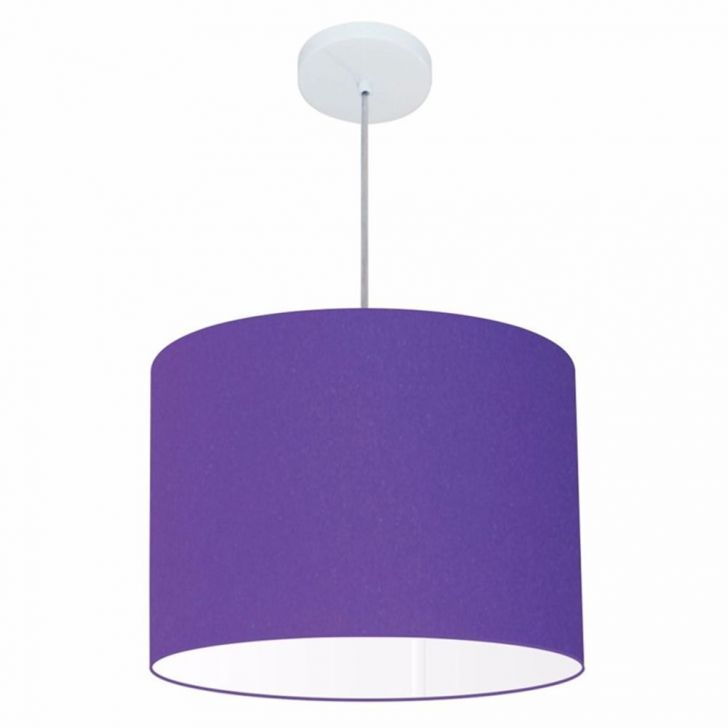 Pendente Cilíndrico Md-4146 Cúpula em Tecido 40x30cm Roxo - Bivolt