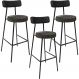 Kit 03 Banquetas Alta Bar Cozinha Sala De Jantar Milão L02 Couríssimo Preto Linho Chumbo - Lyam Decor