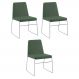 Kit 3 Cadeiras Decorativa Sala de Jantar Anne Linho Verde G17 - Gran Belo