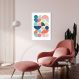 Quadro Abstrato Bauhaus Cores Quentes 60x43 Caixa Branco