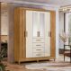 Conjunto Guarda Roupa Espelho e Comoda Lins Freijo Off White