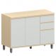 Balcão para Cozinha 120 cm 3 Portas 2 Gavetas Aurora Cinza Cristal