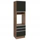 Torre Quente Armário de Cozinha 60 cm 1 Porta 3 Gavetas Rustic/Preto Glamy Madesa