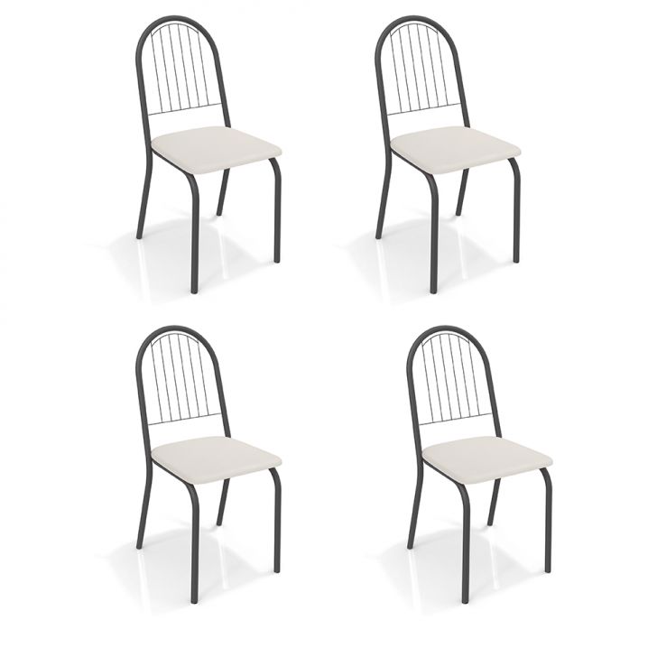 Conjunto Com 4 Cadeiras De Cozinha Noruega Preto E Branco
