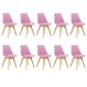 Kit 10 Cadeiras Estofadas Saarinen Wood Pés de Madeira Rosa