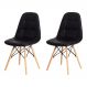Kit 2 Cadeiras Charles Eames Eiffel Botone Base Madeira Preta