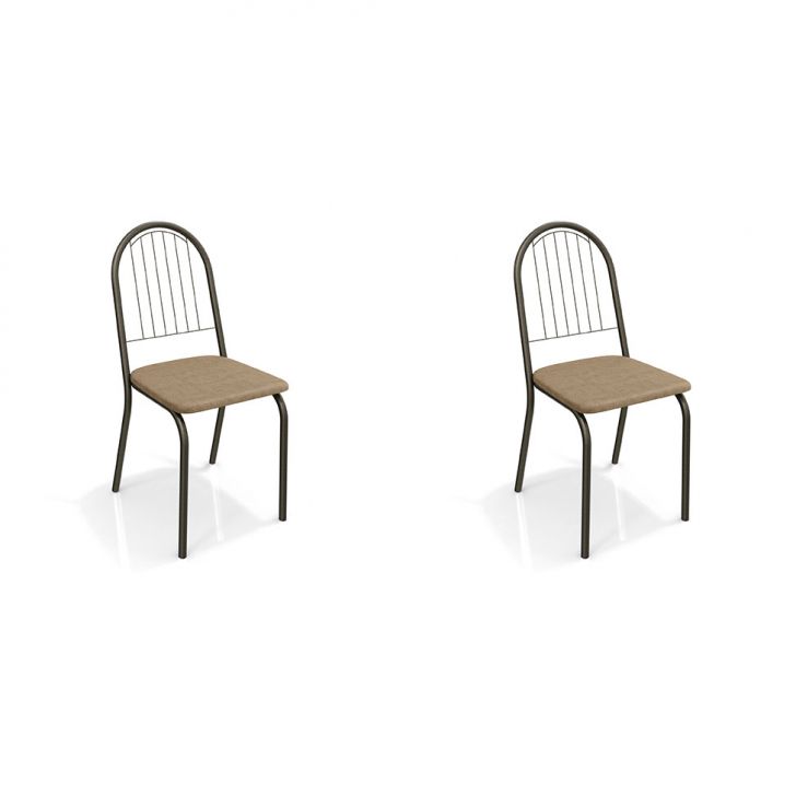 Conjunto Com 2 Cadeiras Noruega Bronze E Capuccino