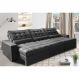 Sofá Retrátil e Reclinável 4,12m com Molas Ensacadas Cama Inbox Gold Tecido Suede Velusoft Preto