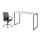 Conjunto de Mesa Studio Branca 120 cm com Cadeira de Escritório Diretor Giratória Oslo Preta