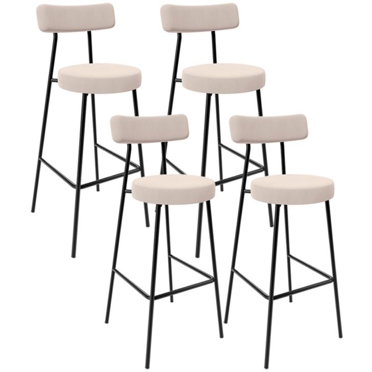 Kit 04 Banquetas Altas Bar Cozinha Sala De Jantar Em Aço Milão L02 Suede Bege - Lyam Decor