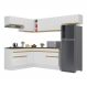 Armário de Cozinha Completa de Canto com Rodapé Veneza Multimóveis V2104 Branco/Dourado