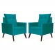 Kit 02 Poltronas Ligia Requinte Suede Azul Turquesa - DS Estofados