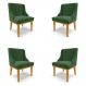 Kit 4 Cadeiras Decorativas Sala de Jantar Base Fixa de Madeira Firenze Suede Verde/Castanho G19 - Gran Belo