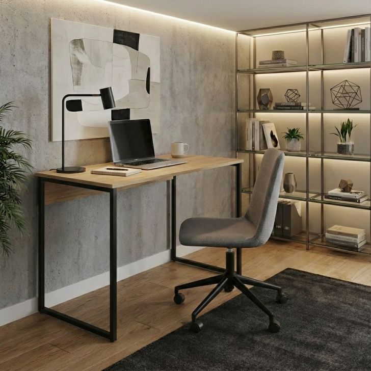 Mesa de Escritório Vick Mel e Preta 120 cm