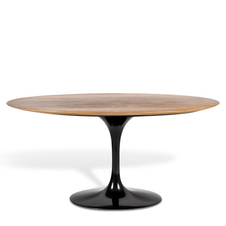 Mesa Saarinen Tulip Oval Imbuia 235x122cm Base Preta