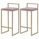 Kit 2 Banqueta Decorativa Selena Base Gold Veludo Rosê G41 - Gran Belo