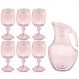 Conjunto Jarra 2,1L E 6 Taças 350ml Plástico Jogo De Refresco Valsa Rosa Translúcido UZ