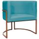 Poltrona Decorativa Para Sala Recepção Manicure Escritório Luna Suede Azul Turquesa Base de Ferro Bronze
