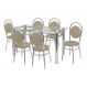 Conjunto de Mesa com 6 Cadeiras Ana Paula Bege e Cromado