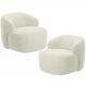 Kit 02 Poltronas Decorativa Fixa Orgânica Para Sala Living Barolo L06 Veludo Bege - Lyam Decor